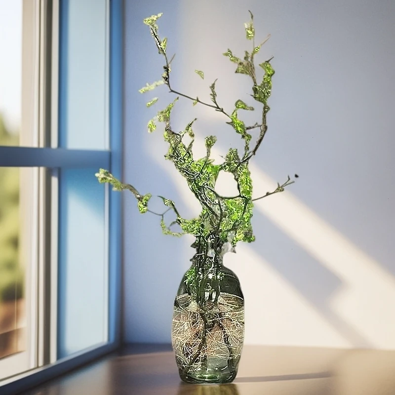 100%绿色国风龙柳鲜枝水培植物好养四季绿植客厅招财风水净化空气