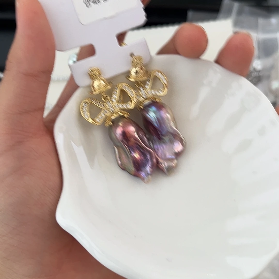 合金淡水珍珠耳饰
