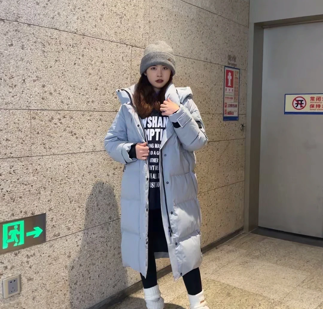 9753时尚连帽中长款保暖羽绒服ht