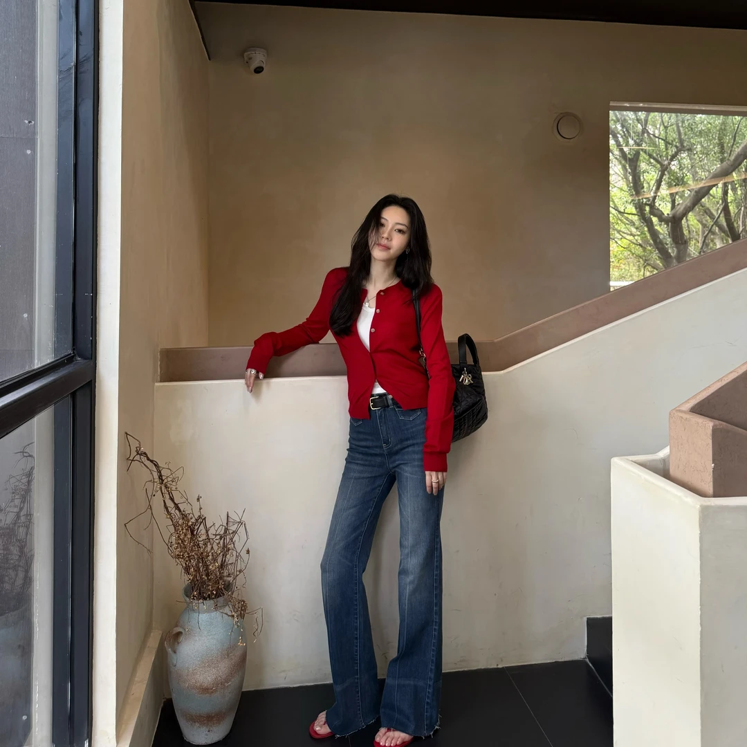 王嬛嬛MsLime25年春款【超模裤】土耳其进口棉蓝色牛仔裤 HD2A0843