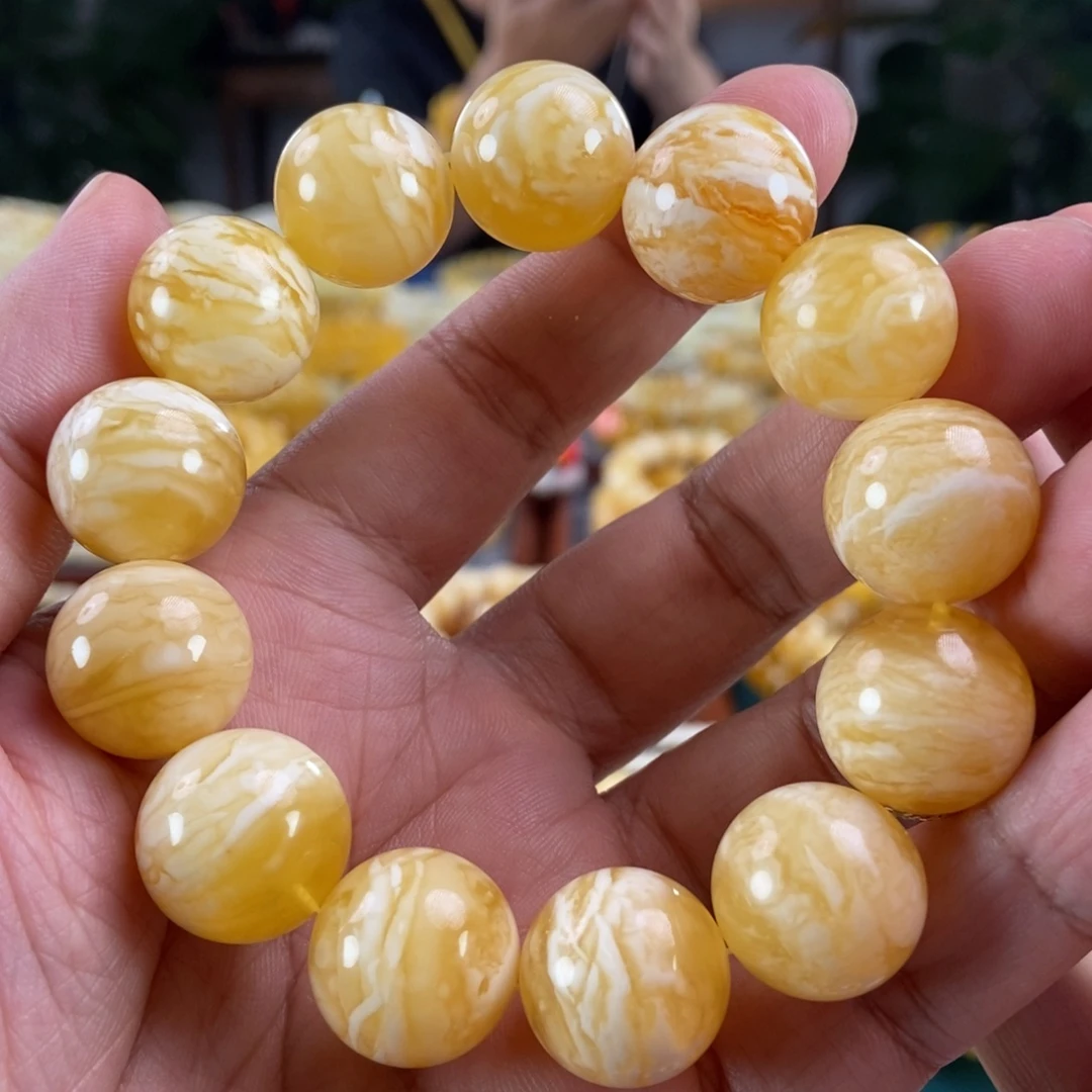 琥珀未镶嵌珠宝奇石18虎皮纹手串39.89