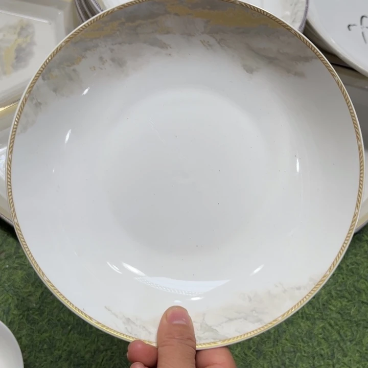 骨瓷海岸八寸深盘四个微瑕