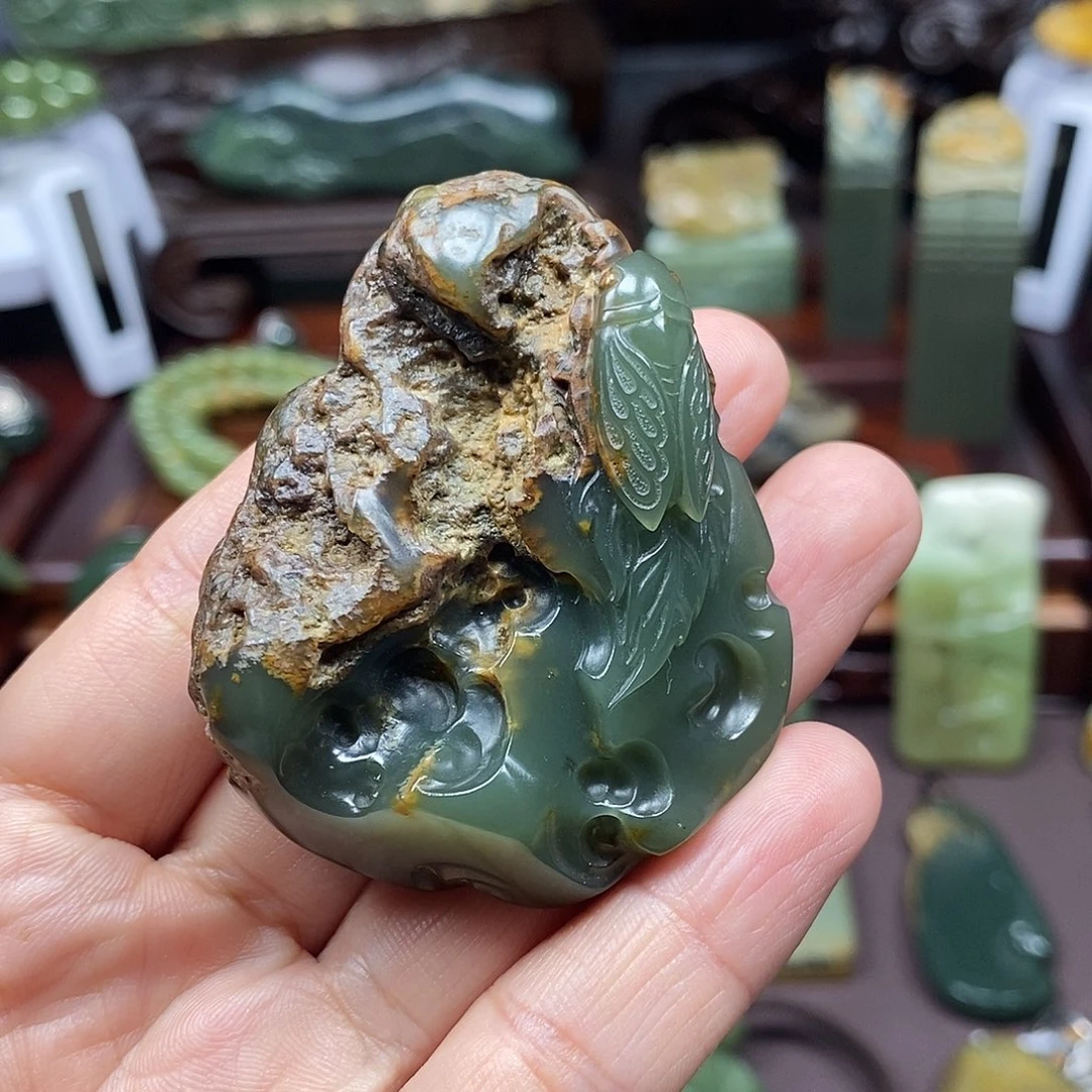 观***子岫岩河磨玉(透闪石质玉)未镶嵌颈饰
