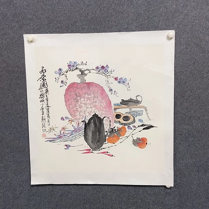 国画四尺斗方花鸟一幅