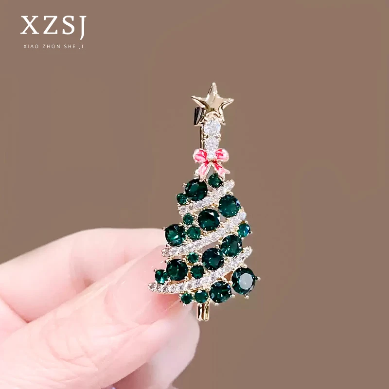 铜锆石胸针 手工小树胸花高档女新款精致别针轻奢小众创意配饰