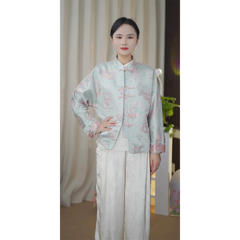 龙凤呈祥-新宋锦桑蚕丝女显瘦上衣气质外套