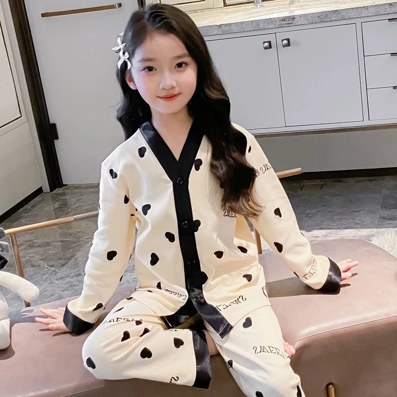 女童睡衣春秋纯棉中大童全棉女孩儿童家居服套装中大童长袖女宝宝
