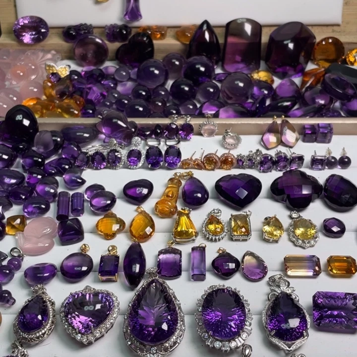 铄***果紫晶珠宝半成品银S925镶嵌