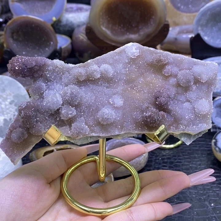 未镶嵌珠宝半成品水晶紫软满花花啵啵摆件