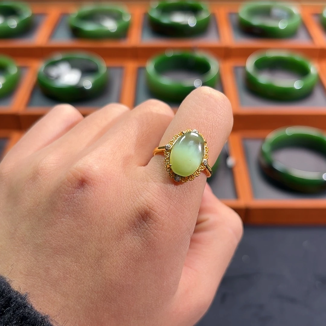 和田玉（碧玉）未镶嵌戒指