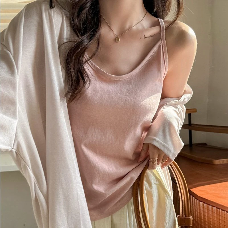 韩系宽松内搭吊带背心女式新款遮肚子休闲百搭v领无袖可外穿上衣