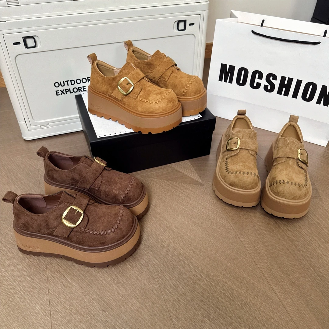 复古全包勃肯鞋女2025年秋新款厚底单鞋超火时尚英伦风乐福小皮鞋