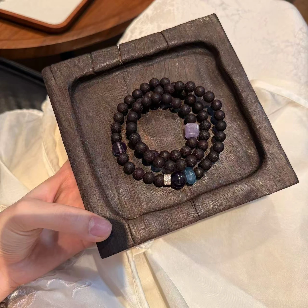 「清虚引」降真香紫水晶海蓝宝多圈手串手链 颜色微差多样发一ZW533