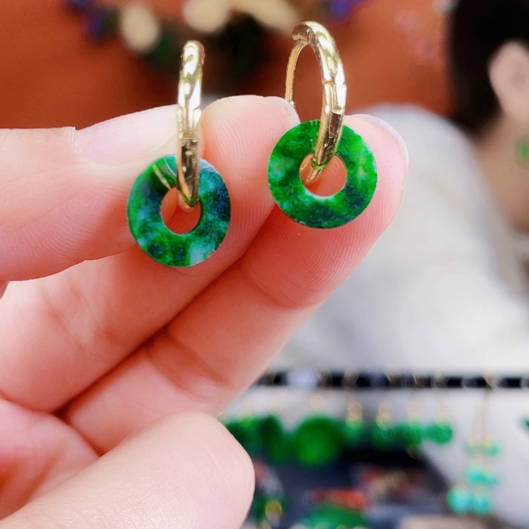 翡翠未镶嵌耳饰饰品