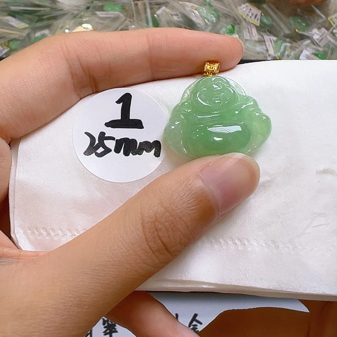 翡翠18K金镶嵌吊坠(不含链)翡翠