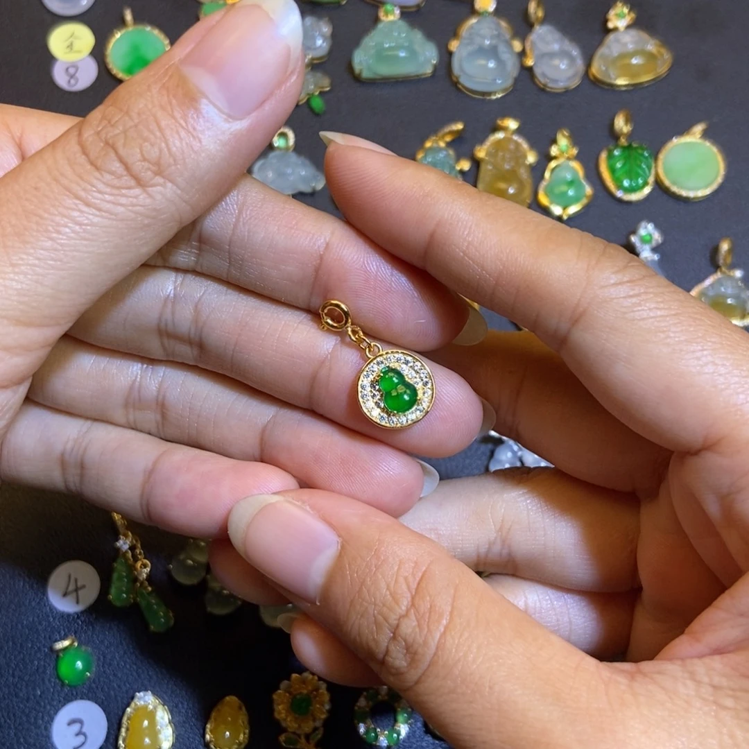 翡翠银S925镶嵌吊坠(不含链)