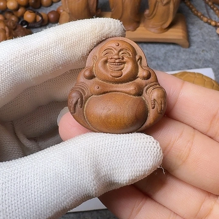 手串/手链檀香木老山檀香雕刻弥勒吊坠