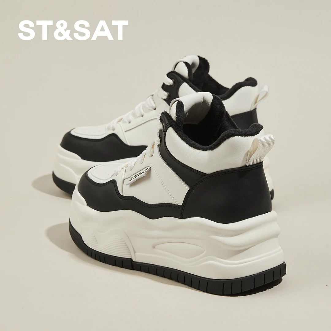 星期六冬季加绒女鞋子增高雪地靴2024新款厚底防水防滑高帮鞋棉鞋