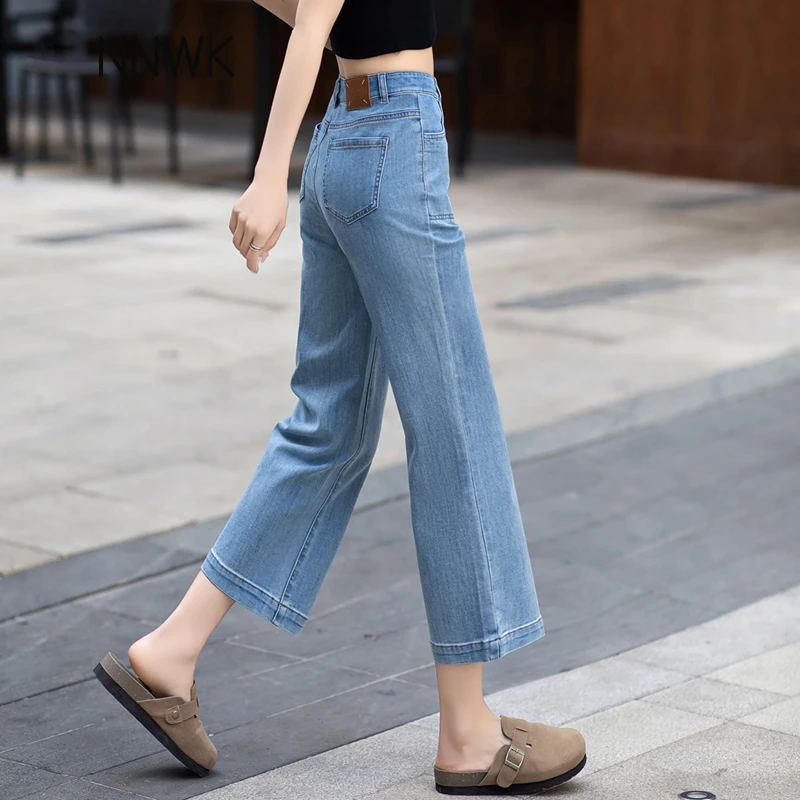 浅色牛仔裤女高腰直筒裤子女款夏季2025新款小个子九分裤烟管裤女