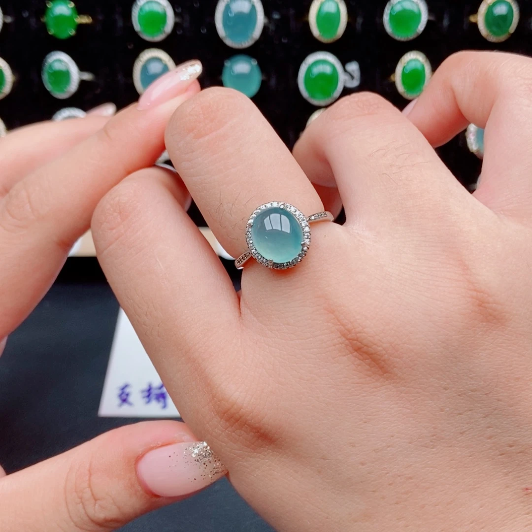 翡翠银S925镶嵌戒指34
