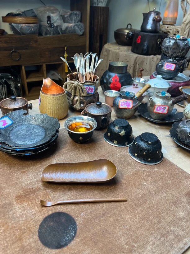 【诺诺的茶】紫铜茶则茶拨一套 包浆火烤色 纯手工锤纹