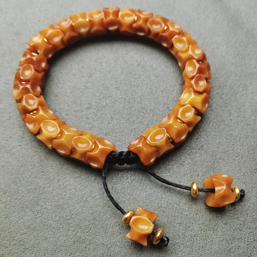 民族风手工雕刻西藏牦牛骨老型随型手链骷髅手串男女士款复古藏式