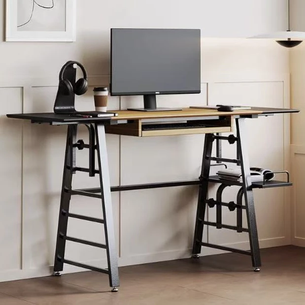 书桌简约轻奢写字台电脑桌客厅桌子书房办公桌可调节伸缩家用桌