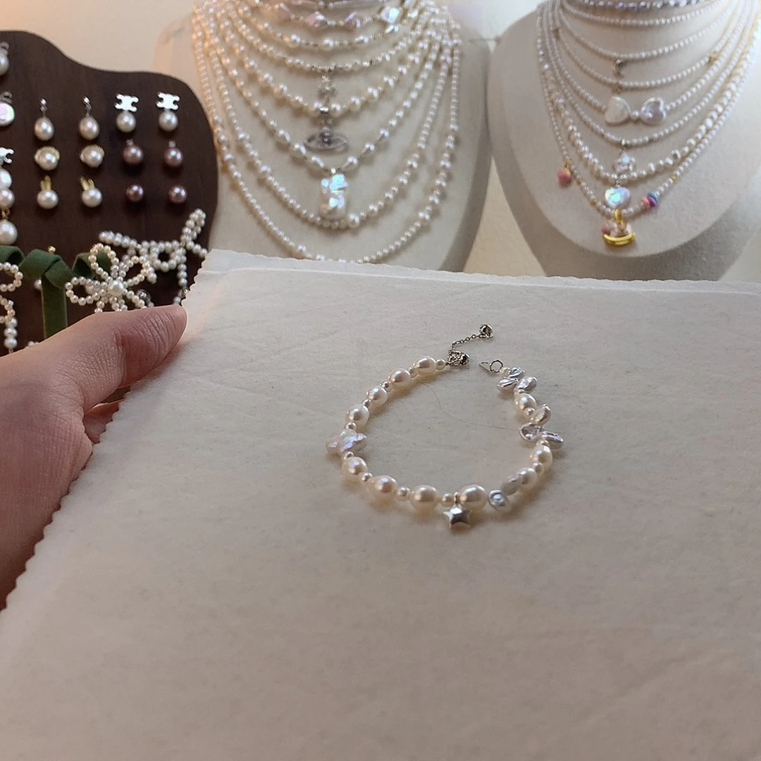 淡水珍珠银S925镶嵌手绳