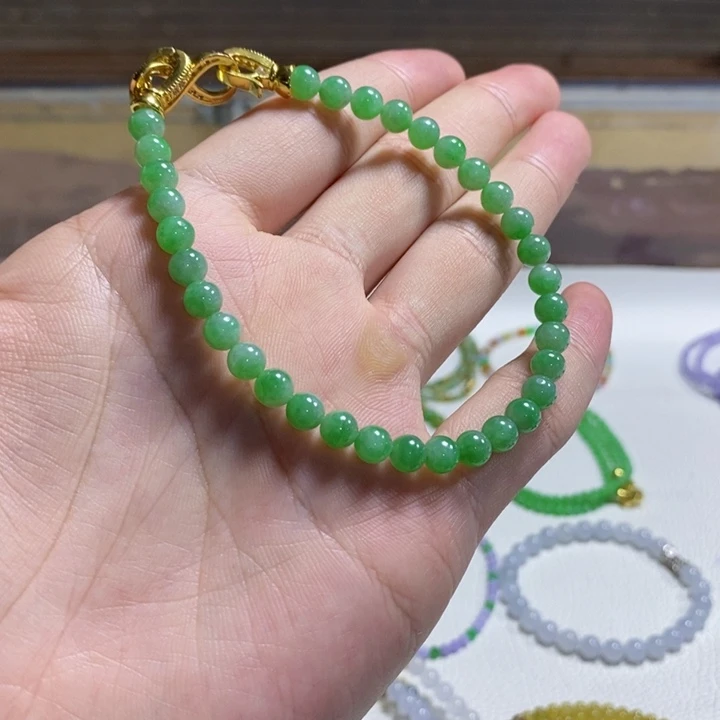 定制翡翠足银镶嵌缅甸翡翠A货卡5.8