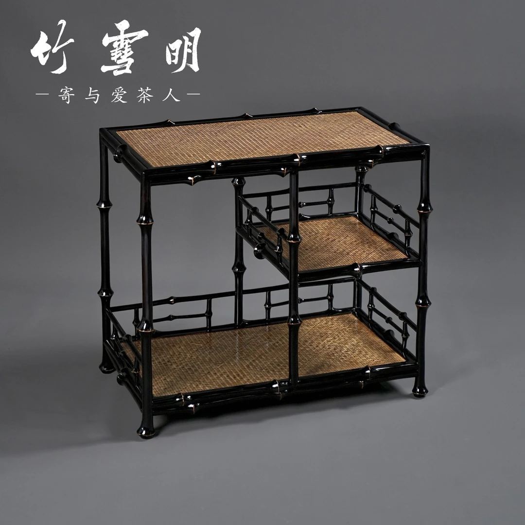 竹雪明|筇竹复古茶几小茶柜收纳柜子 花几家用茶台禅意边几桌子