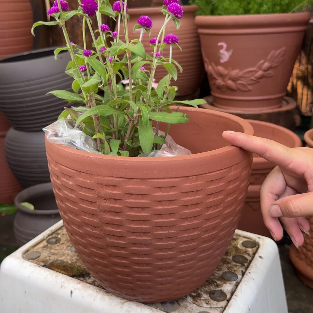 紫砂花盆口24高20宜兴紫砂