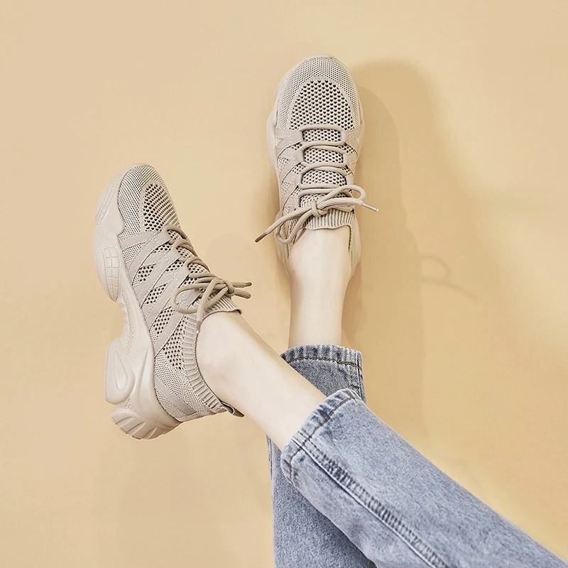 夏季网面透气老爹鞋女2025新款春秋百搭ins网红超火厚底运动鞋潮