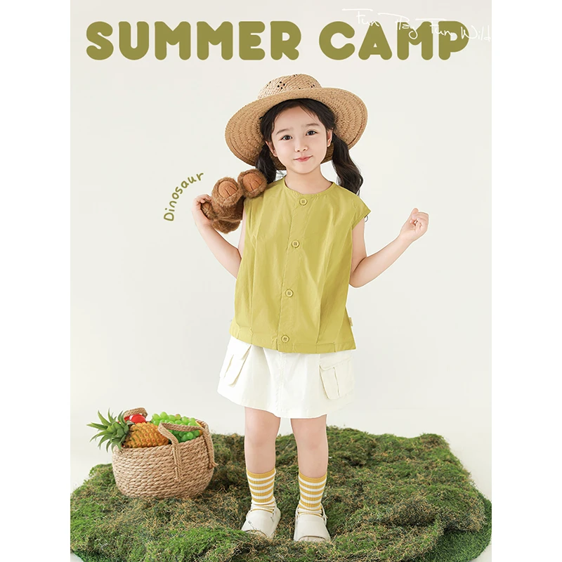 YOEHYAUL/幼悠【侏罗纪公园】夏叁波女童侏罗纪恐龙系列背心N5272