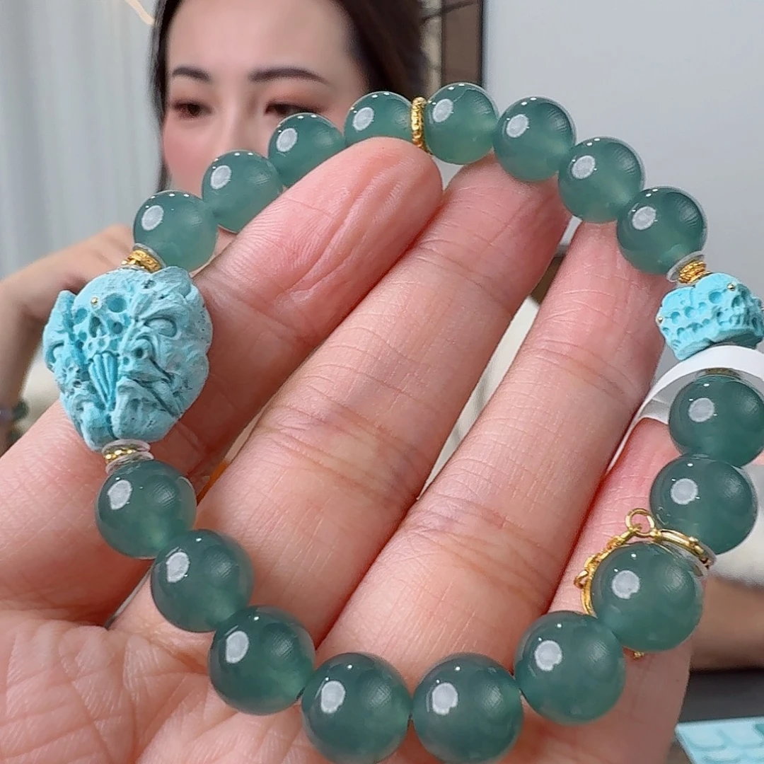 绿松石18K金镶嵌珠宝奇石