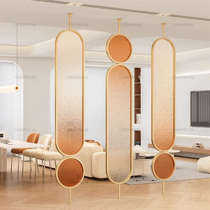 轻奢屏风隔断客厅遮挡入户玄关门奶油风玻璃旋转现代艺术卧室玄关