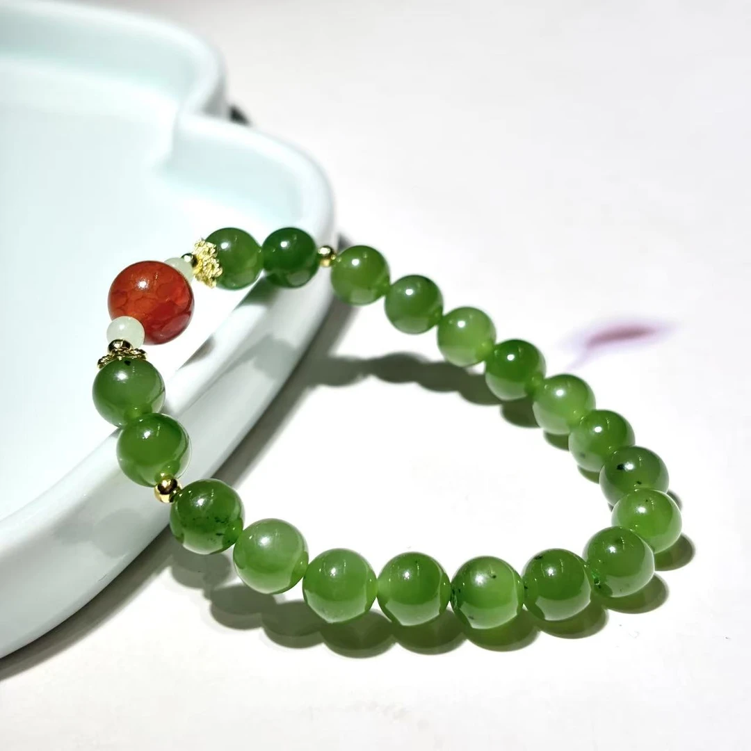 【小胖说玉】和田玉碧玉精美时尚女士绿色手串拍一发一多样性发货