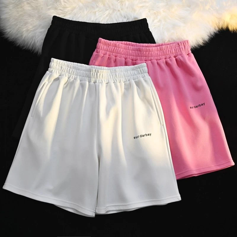 短裤高腰薄款休闲裤夏季2025新款印花百搭阔腿裤显瘦宽松运动短裤