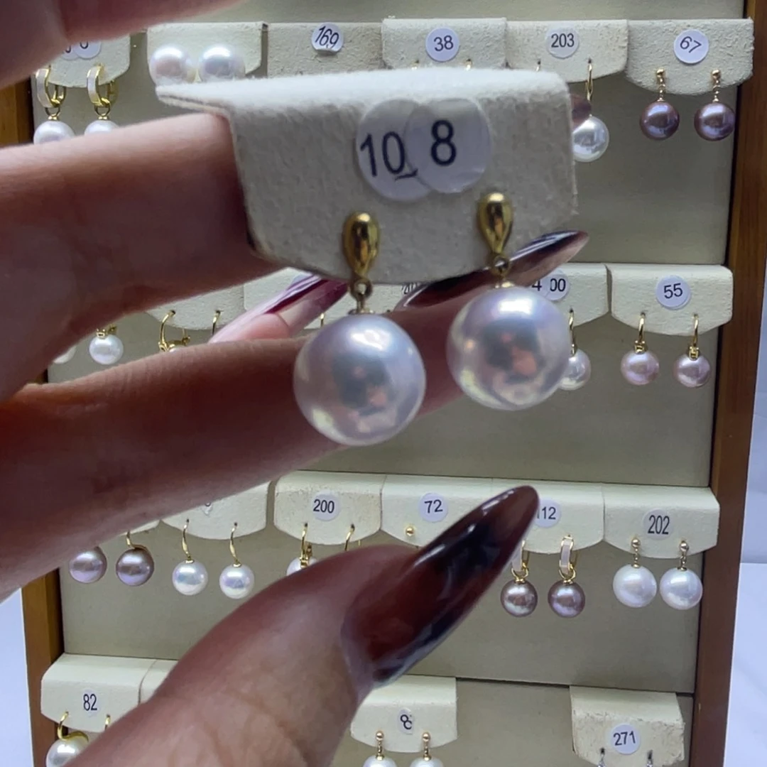 淡水珍珠耳饰18K金镶嵌