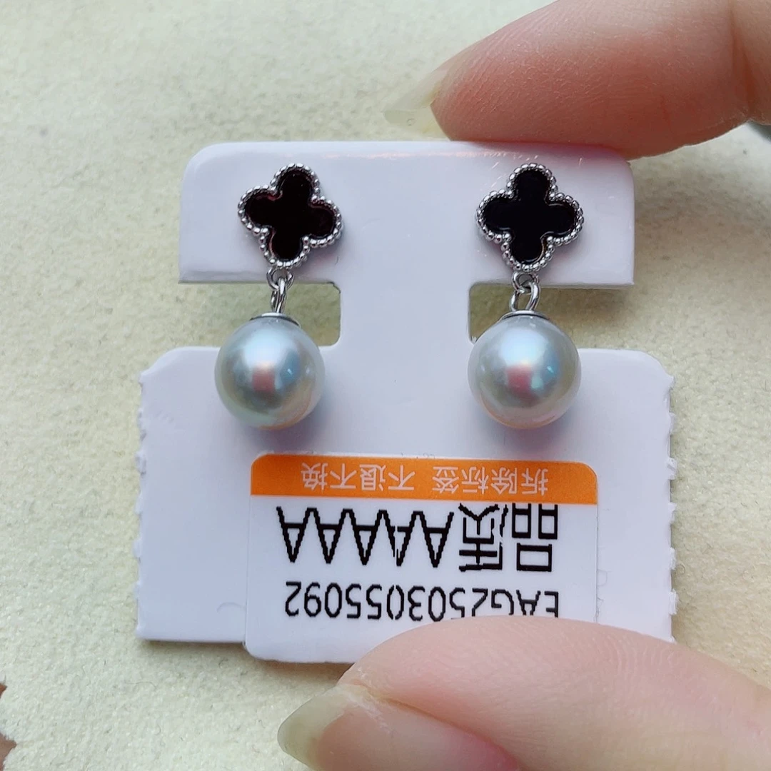 银S925镶嵌海水珍珠耳饰W33