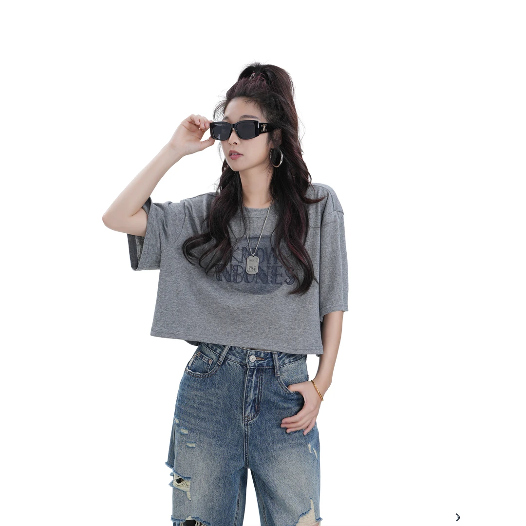 B88245-【N5专享】新款修身纯色休闲短袖T恤上衣