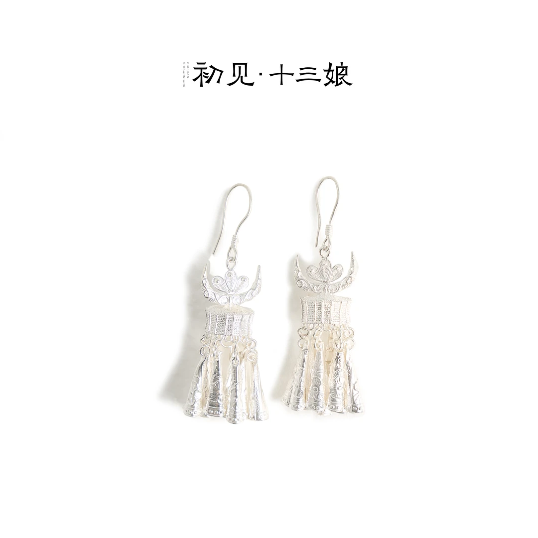 『十三娘丨神龙曲』非遗手工掐丝复古中式国风汉元素银饰er环