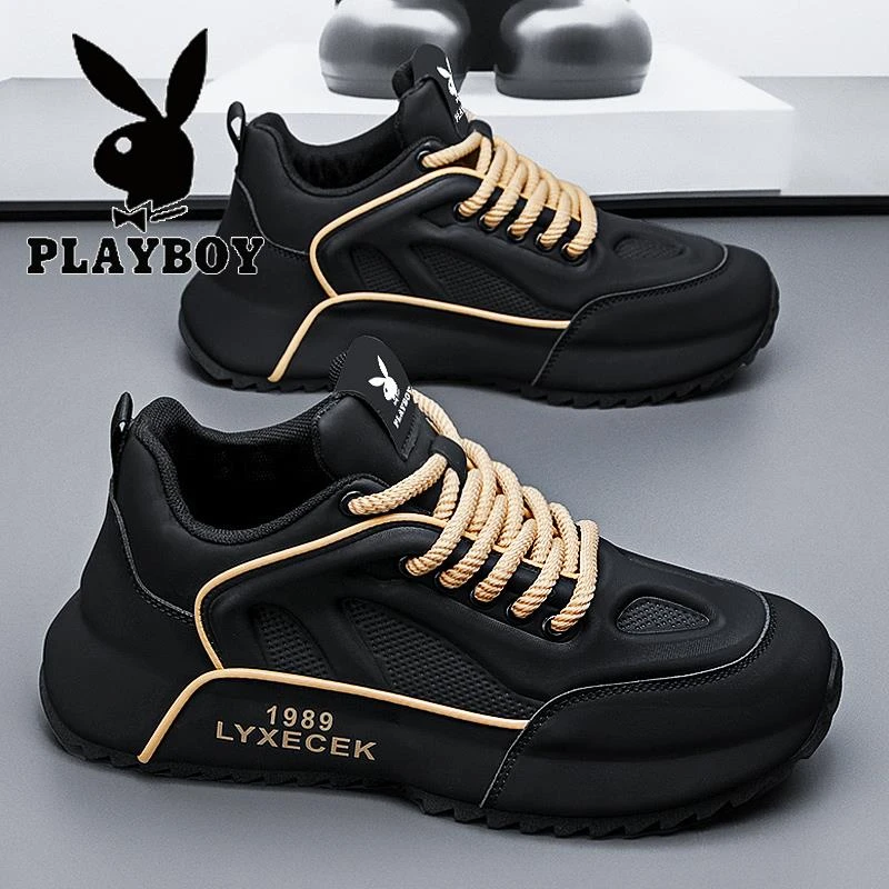 花花公子男鞋冬季2025新款厚底面包鞋男运动小众设计男款厚底老爹