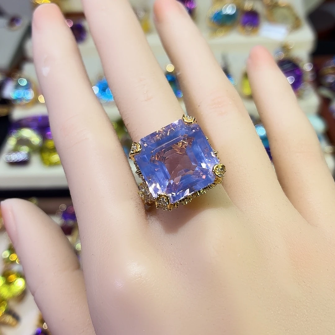 戒指银S925镶嵌水晶