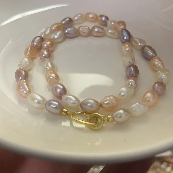 淡水珍珠银S925镶嵌项链