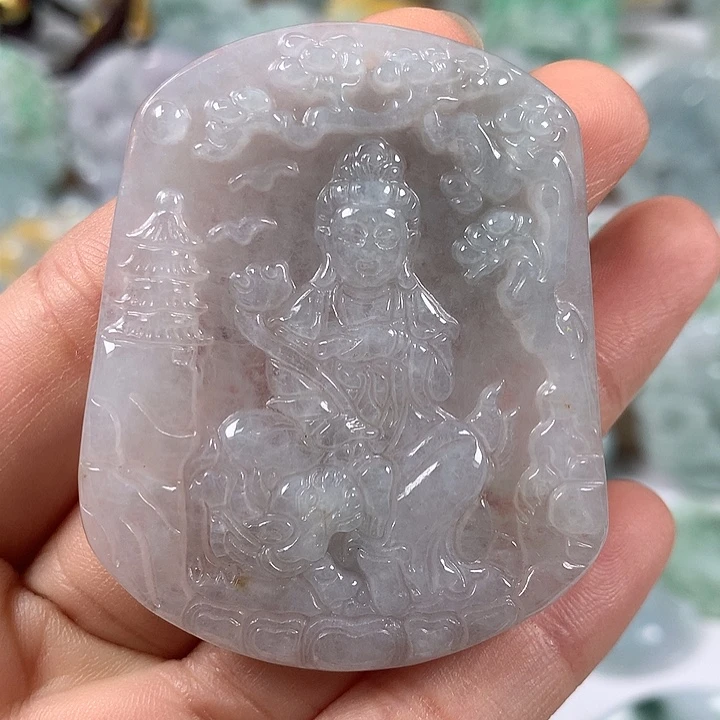 翡翠未镶嵌颈饰文殊菩萨福利