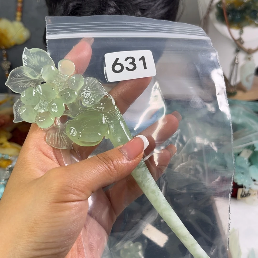 蛇纹石玉未镶嵌发饰奶*