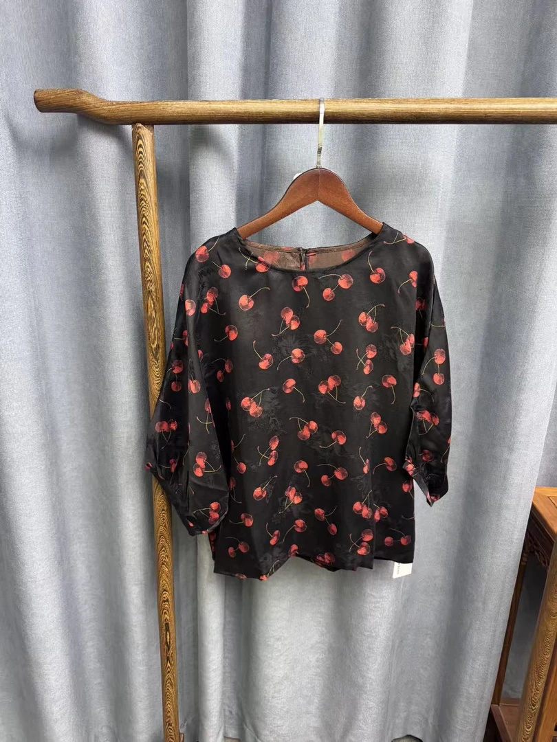 （瑕疵）新款时尚休闲香云纱圆领上衣V102