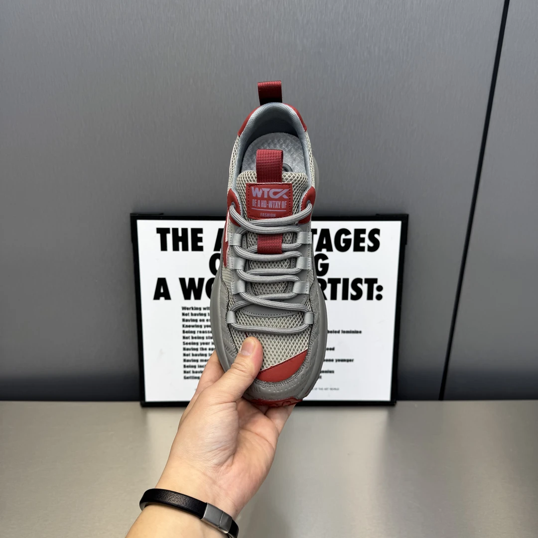 夏季新款舒适百搭增高男士网鞋轻便透气网面鞋夏季透气男休闲鞋