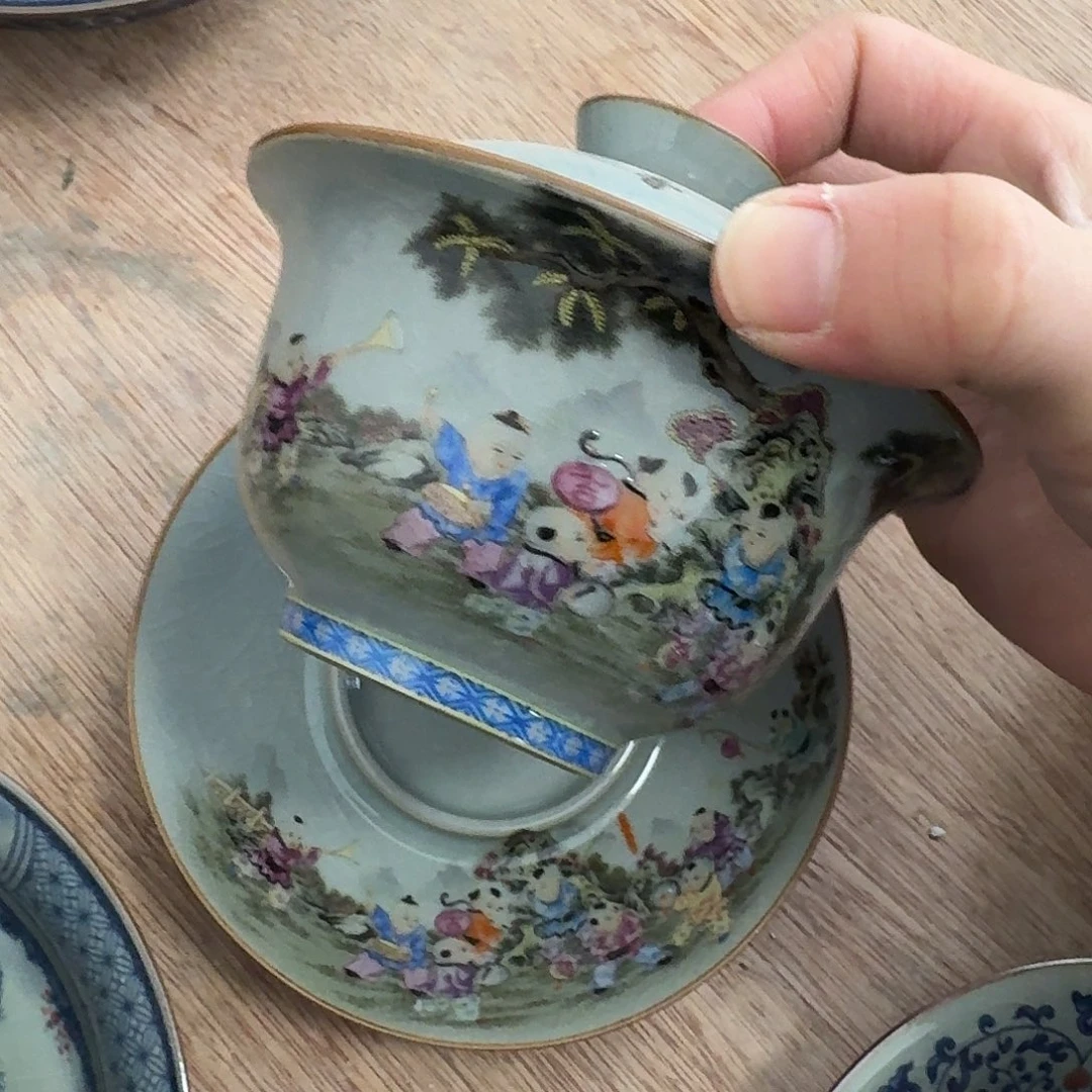 百子图元宝盖碗的的