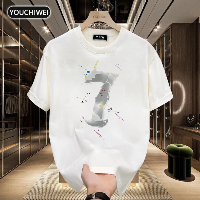 纯棉潮牌重磅短袖圆领T恤时尚痞帅字母印花潮休闲ins百搭上衣t恤